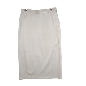 EILEEN FISHER Midi Skirt Gray Stretch Lyocell Pull On‎ Women M Neutral Comfort